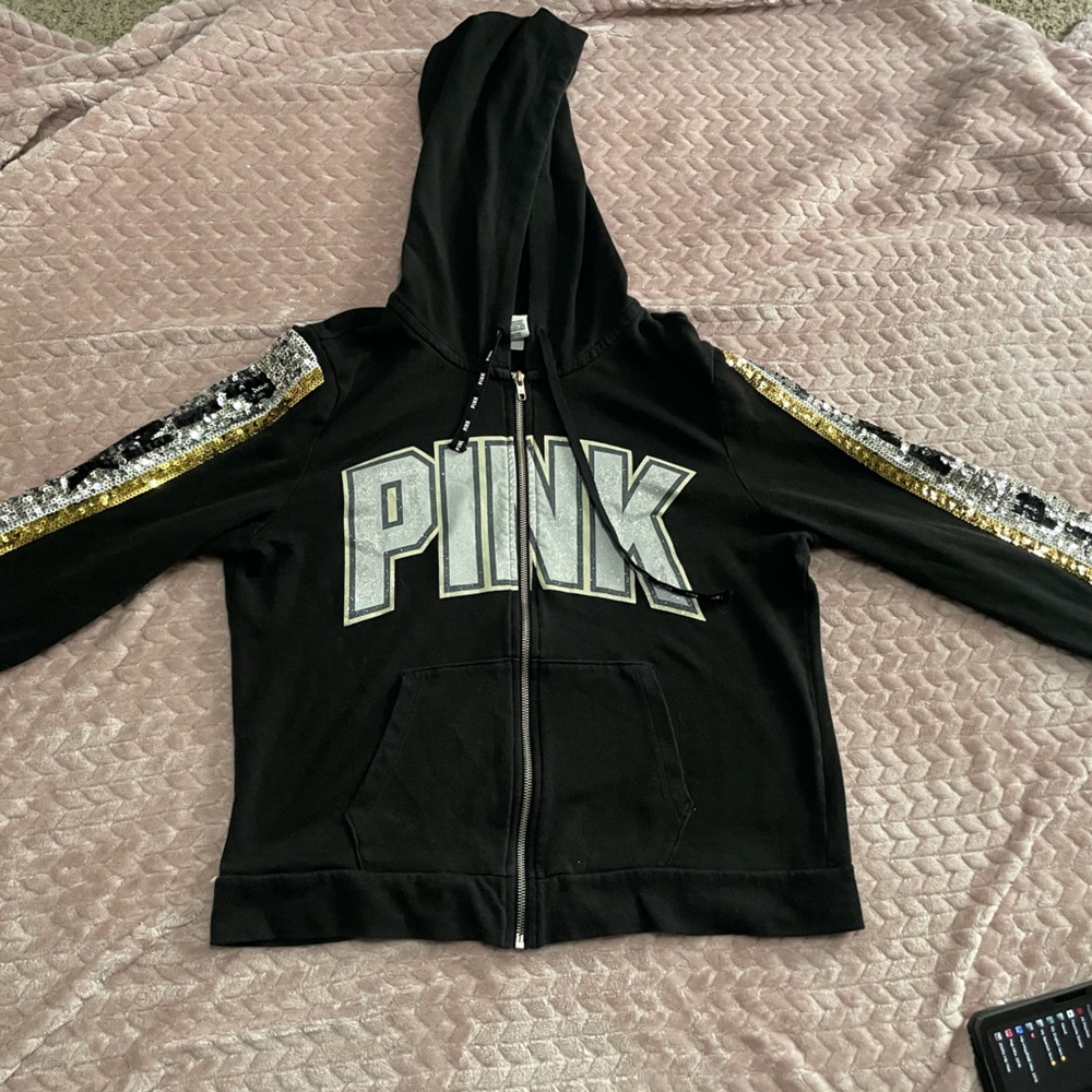 PINK sip up black jacket